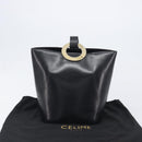 CELINE Shoulder Bag Leather Black Gold Tone Auth 200820A-12