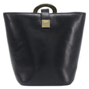 CELINE Shoulder Bag Leather Black Gold Tone Auth 200820A-2