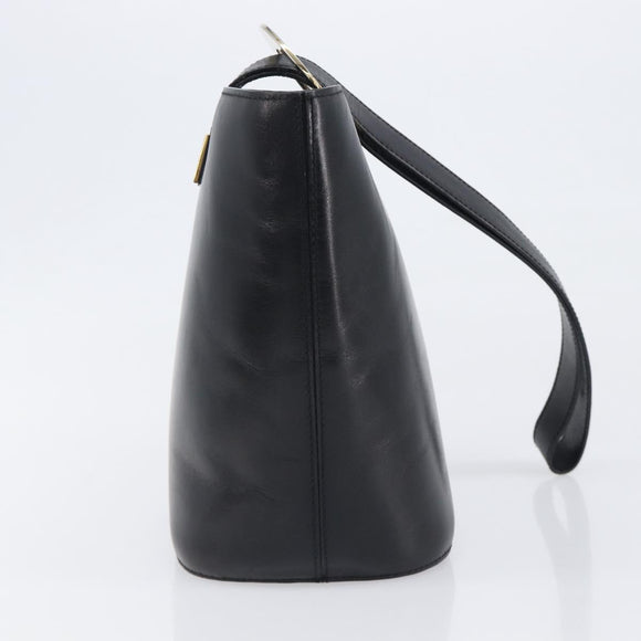CELINE Shoulder Bag Leather Black Gold Tone Auth 200820A