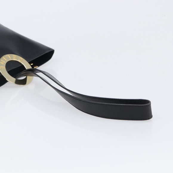 CELINE Shoulder Bag Leather Black Gold Tone Auth 200820A