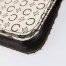CELINE C Macadam Shoulder Bag Canvas White Gold Tone Auth 200822V-10