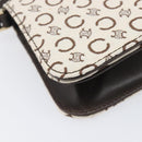 CELINE C Macadam Shoulder Bag Canvas White Gold Tone Auth 200822V-11