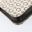 CELINE C Macadam Shoulder Bag Canvas White Gold Tone Auth 200822V-13