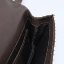 CELINE C Macadam Shoulder Bag Canvas White Gold Tone Auth 200822V-18
