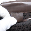 CELINE C Macadam Shoulder Bag Canvas White Gold Tone Auth 200822V-21