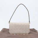 CELINE C Macadam Shoulder Bag Canvas White Gold Tone Auth 200822V-23