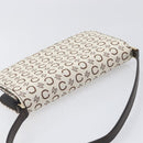 CELINE C Macadam Shoulder Bag Canvas White Gold Tone Auth 200822V-6