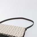 CELINE C Macadam Shoulder Bag Canvas White Gold Tone Auth 200822V-8