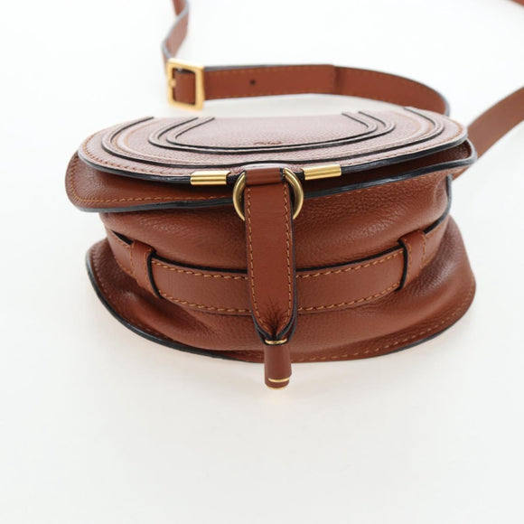 Chloe Shoulder Bag Leather Brown Gold Auth 200824V