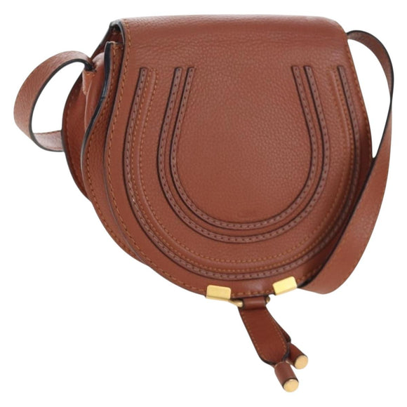 Chloe Shoulder Bag Leather Brown Gold Auth 200824V