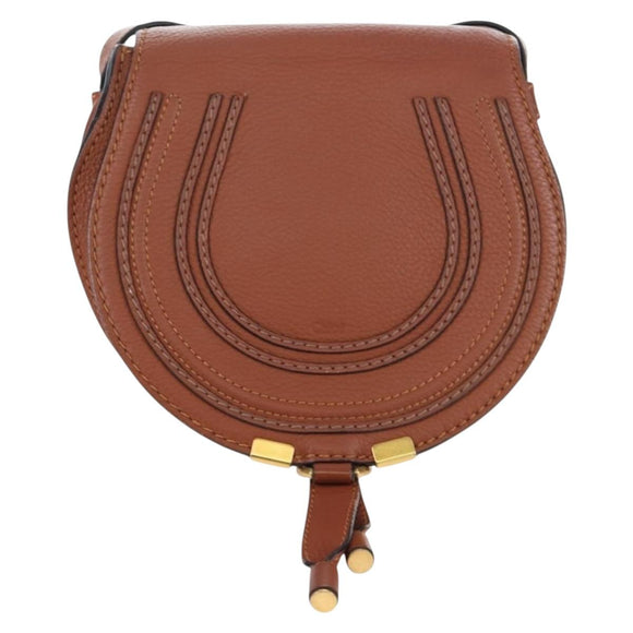 Chloe Shoulder Bag Leather Brown Gold Auth 200824V