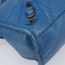 BALENCIAGA Classic City Hand Bag Leather 2way Blue 431621 Auth 200825V-13