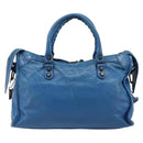 BALENCIAGA Classic City Hand Bag Leather 2way Blue 431621 Auth 200825V-3