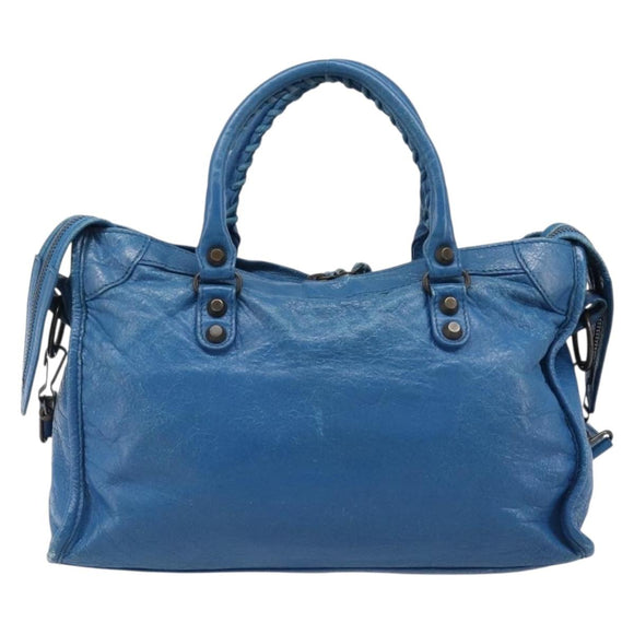 BALENCIAGA Classic City Hand Bag Leather 2way Blue 431621 Auth 200825V