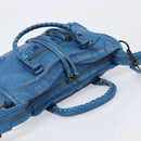 BALENCIAGA Classic City Hand Bag Leather 2way Blue 431621 Auth 200825V-6