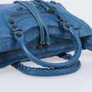 BALENCIAGA Classic City Hand Bag Leather 2way Blue 431621 Auth 200825V-7