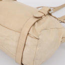 PRADA Shoulder Bag Leather Beige Silver Auth 200826V-10