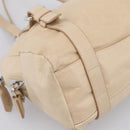 PRADA Shoulder Bag Leather Beige Silver Auth 200826V-11