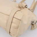 PRADA Shoulder Bag Leather Beige Silver Auth 200826V-12