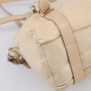 PRADA Shoulder Bag Leather Beige Silver Auth 200826V-13