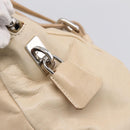 PRADA Shoulder Bag Leather Beige Silver Auth 200826V-14