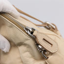 PRADA Shoulder Bag Leather Beige Silver Auth 200826V-15