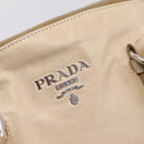 PRADA Shoulder Bag Leather Beige Silver Auth 200826V-16