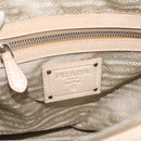 PRADA Shoulder Bag Leather Beige Silver Auth 200826V-19