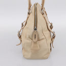 PRADA Shoulder Bag Leather Beige Silver Auth 200826V-4