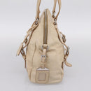 PRADA Shoulder Bag Leather Beige Silver Auth 200826V-5