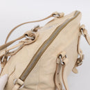 PRADA Shoulder Bag Leather Beige Silver Auth 200826V-6