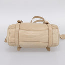 PRADA Shoulder Bag Leather Beige Silver Auth 200826V-9