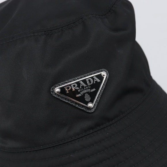 PRADA Bucket Hat Nylon Black Silver Auth 200831V