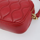Miu Miu Pouch Leather Red Gold Tone Auth 200834V-10