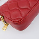 Miu Miu Pouch Leather Red Gold Tone Auth 200834V-11