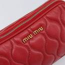 Miu Miu Pouch Leather Red Gold Tone Auth 200834V-14