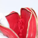 Miu Miu Pouch Leather Red Gold Tone Auth 200834V-18