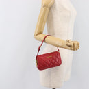 Miu Miu Pouch Leather Red Gold Tone Auth 200834V-22