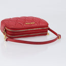 Miu Miu Pouch Leather Red Gold Tone Auth 200834V-7