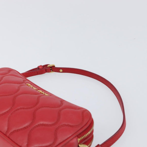 Miu Miu Pouch Leather Red Gold Tone Auth 200834V