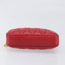 Miu Miu Pouch Leather Red Gold Tone Auth 200834V-9