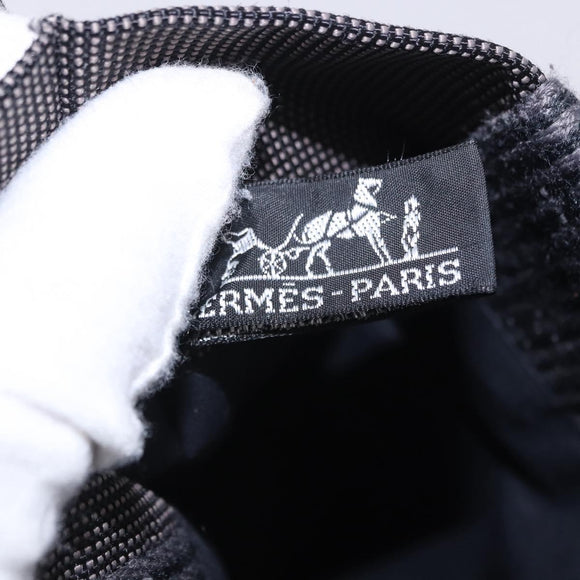 HERMES Her Line Pochette Canvas Gray Auth 200835