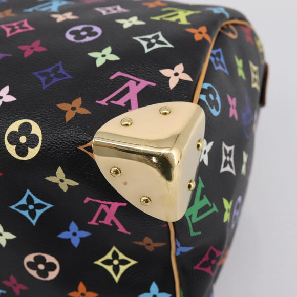 LOUIS VUITTON Monogram Multicolor Speedy 30 Hand Bag Black M92642 Auth 200842SAV