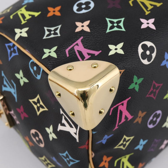 LOUIS VUITTON Monogram Multicolor Speedy 30 Hand Bag Black M92642 Auth 200842SAV