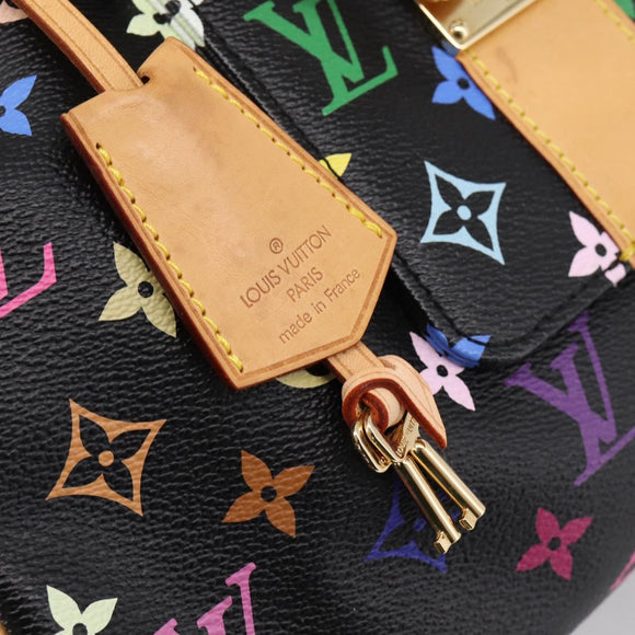 LOUIS VUITTON Monogram Multicolor Speedy 30 Hand Bag Black M92642 Auth 200842SAV