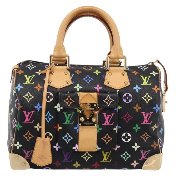 LOUIS VUITTON Monogram Multicolor Speedy 30 Hand Bag Black M92642 Auth 200842SAV
