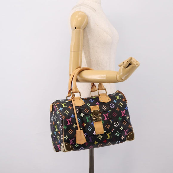 LOUIS VUITTON Monogram Multicolor Speedy 30 Hand Bag Black M92642 Auth 200842SAV