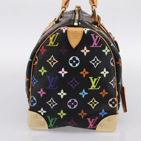 LOUIS VUITTON Monogram Multicolor Speedy 30 Hand Bag Black M92642 Auth 200842SAV