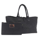 BOTTEGA VENETA INTRECCIATO Cabas MM Tote Bag Leather Black 115664 Auth 200843A-1