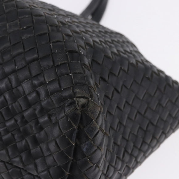 BOTTEGA VENETA INTRECCIATO Cabas MM Tote Bag Leather Black 115664 Auth 200843A